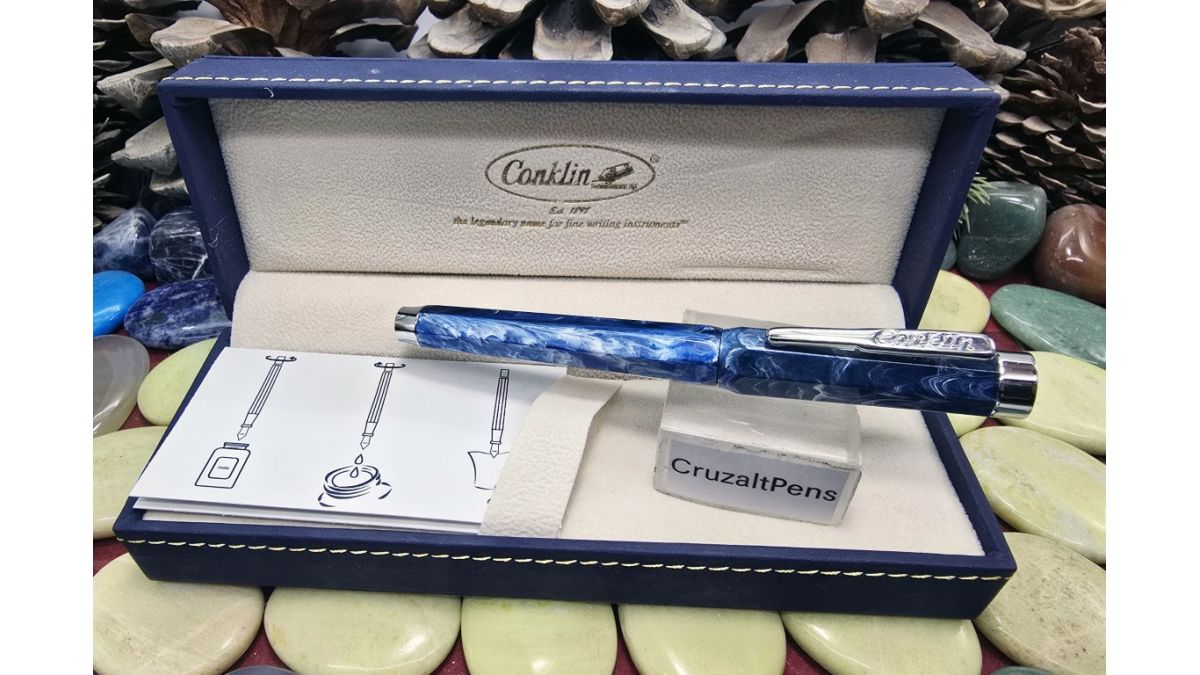 Pluma Estilográfica Conklin Nozac Pistom Blue Ohio